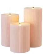 LED-lys rillet 3-pak - rosa