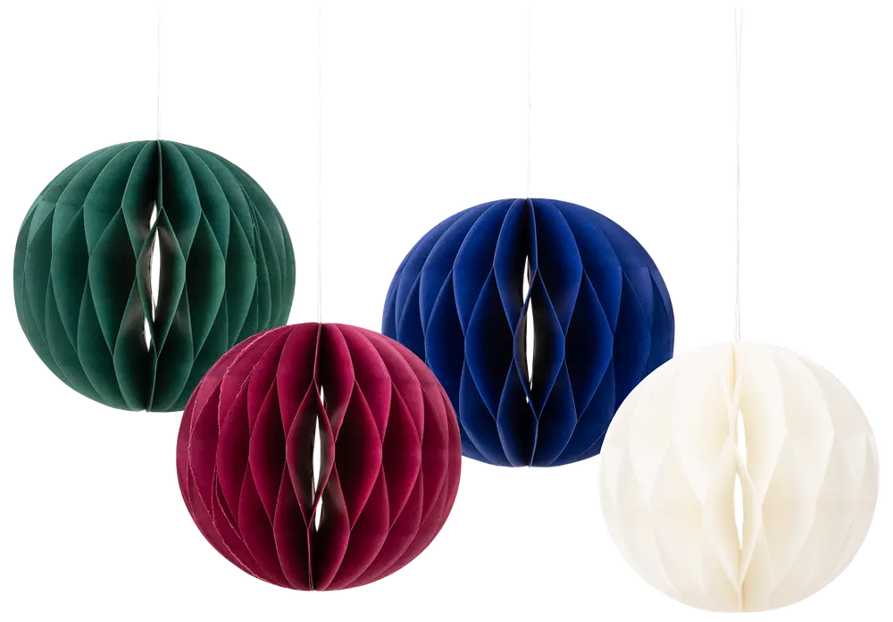Honeycomb julgranskulor 4-pack