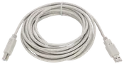 Langt beige USB A til USB B-kabel, velegnet til tilslutning af printere eller scannere til computere. Har standard hanstik i begge ender og slidstærk isolering.