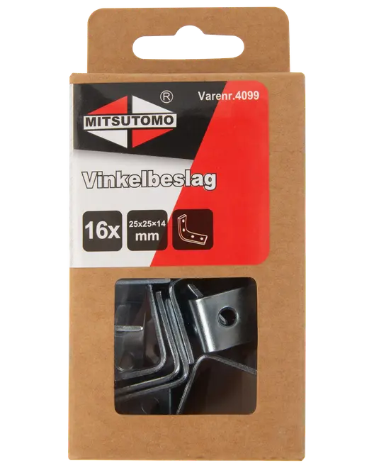 Mitsutomo Vinkelbeslag  25 x 14 x 25 mm 16-pak