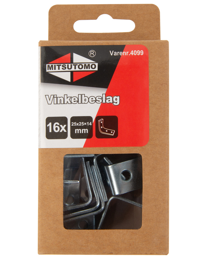 Mitsutomo Vinkelbeslag  25 x 14 x 25 mm 16-pak