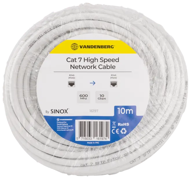 Nätverkskabel cat7 10 m vit