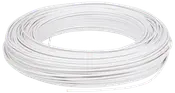 Hvid elektrisk ledning i rulle, isoleret og fleksibel. Velegnet til indendørs installationer, til tilslutning af stikkontakter, kontakter og lamper. Leveres i stor rulle.