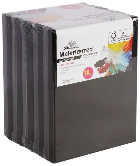 Phoenix Malerlærred 18 x 24 cm 10 stk. - sort