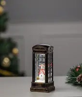 Snögubbe i telefonkiosk 