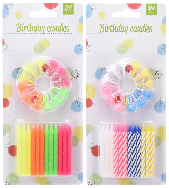 Kagelys med holdere 12-pak - assorterede varianter