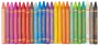 Sæt med 24 farvekridt i forskellige klare farver, hver med guldtekst "Color Crayon", cylindrisk form, spidse ender og papirindpakning for nemt greb og mindre snavs.
