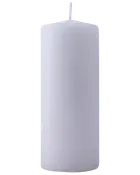 Hvid bloklys med glat, cylindrisk form, flad top og centreret væge. Uparfumeret, velegnet til dekoration, begivenheder eller nødbelysning. Klassisk design passer til de fleste stager.