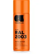 400 ml spraydåse med Cosmos Lac blank akrylmaling, RAL 2003 pastel orange. Ultra-høj glans, hurtigtørrende formel og anti-dryp dyse for jævn påføring.