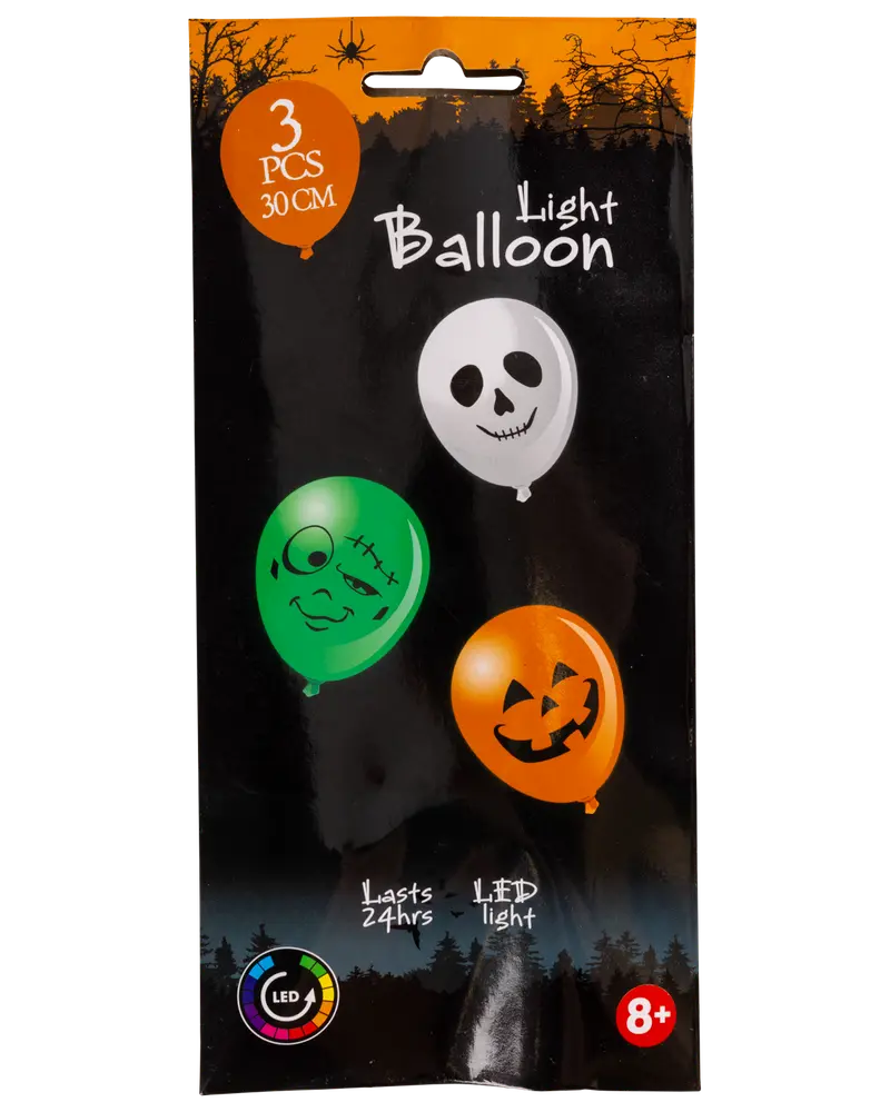 Halloween ballonger LED 3-pack