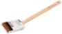 Rektangulär målarpensel med långt träskaft och täta bruna borst, lämplig för hörn och kanter. Penseln är förpackad med en märkt kartonghylsa.