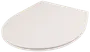 Vitt, ovalformat toalettsits med slät, platt lock. Tillverkad i hållbar plast, passar standardtoaletter. Minimalistisk och modern design för de flesta badrum.