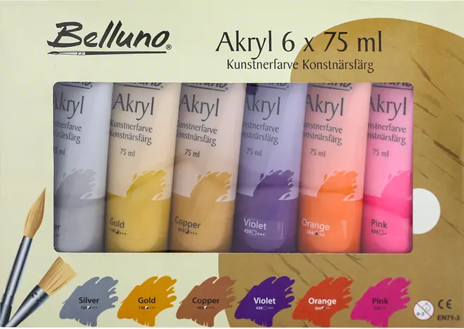 Akrylfärger 6x75 ml