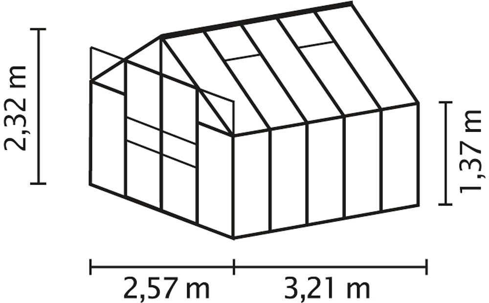 Växthus Mars 8300 svart/glas