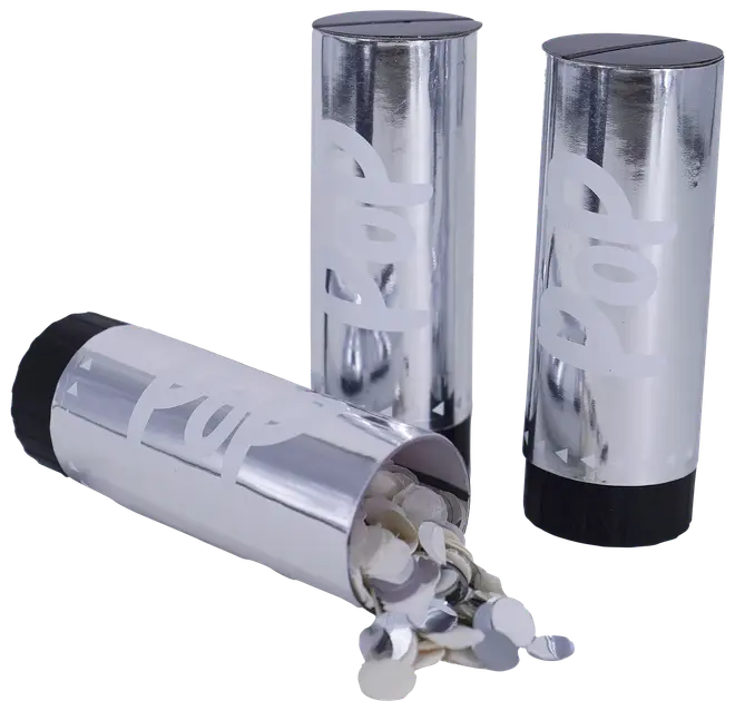 Konfettirör silver 10,5 cm - 3 st 