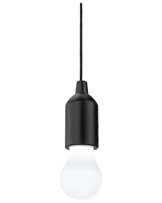 Moderne pendellampe med sort cylindrisk fatning og ledning, rund hvid pære. Minimalistisk design, passer til forskellige rum. Pære og ledning medfølger.