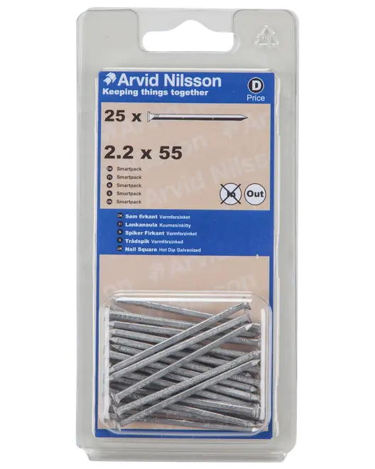 Arvid Nilsson Søm firkantet 2,2 x 55 mm 25-pak