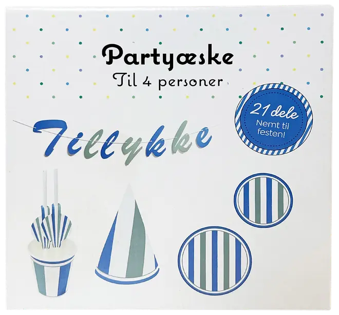 Partyæske til 4 personer - blå og grøn