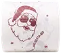 Hvid serviet med rødt julemandsansigt, solbriller og stjerner samt teksten “…and gotta go” i festligt tryk.