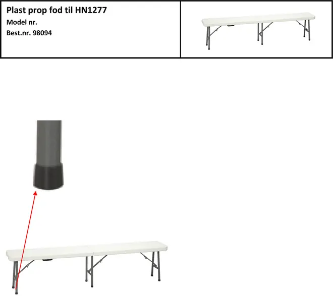 Plastplugg till fot - hopfällbar bänk