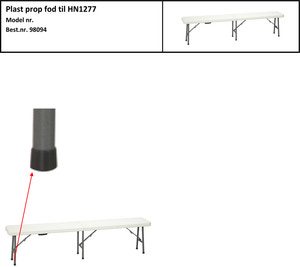 Plastprop til fod til foldebænk