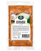 60g påse Taste of Nature vitlökskrydda för dip. Fin orangebrunt pulver i återförslutningsbar plastpåse med produktetikett och ingrediensinformation på framsidan.