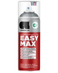 Cosmos Lac Easy Max akrylspraymaling, 400 ml dåse, egnet til metal, træ, stof og plast. Dobbelt dækkeevne, ingen primer nødvendig, satin finish, øjeblikkelig påføring.