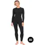Sort tætsiddende sæt med langærmet top og leggings i slankt, kropsnært fit. - Billedet er skabt med AI