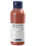 500 ml flaska Schmincke Akademie Acryl Color akrylfärg i bränd sienna. Bred blå kork och tydlig etikett med produktinformation på flera språk.