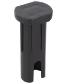 Svart plaständhylsa för möbelben, fyrkantig med lätt rundad topp och räfflade sidor för säker passform. Skyddar golv och möbelben.