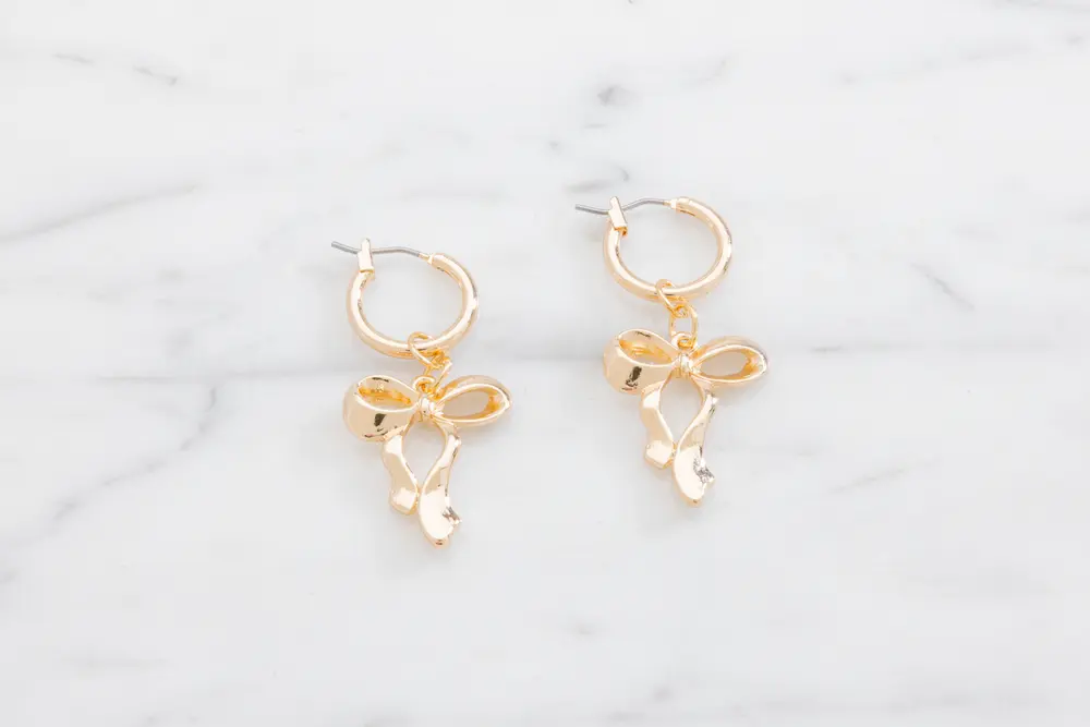 Örhängen med hoops och rosett - guld