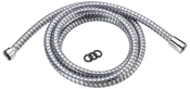 Flexibel duschslang i metall med kromfinish, standardkopplingar i båda ändar, tre gummipackningar medföljer för läckageskydd. Passar de flesta handduschar, enkel installation.