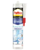 Pattex Healthy Kitchen & Bathroom sanitær silikone, transparent, mugresistent, vandtæt, langtidsholdbar. Patron med dyse til nem påføring, egnet til køkken og badeværelse.
