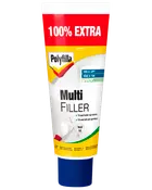 Polyfilla Multi Filler tube, hvid, til vægge og lofter. Til små huller og revner, 2-20mm. Blå skruelåg og mærkat med 100% ekstra indhold.