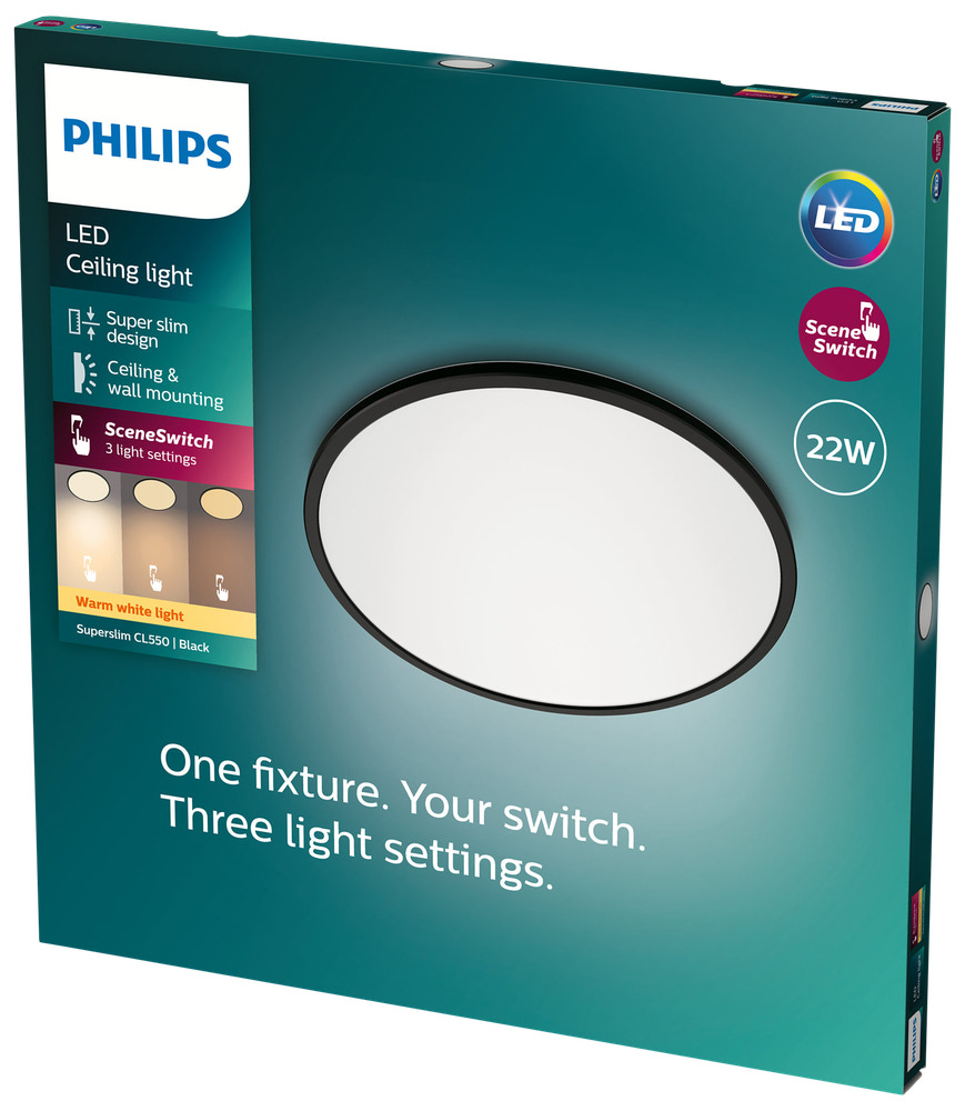 PHILIPS Plafond SceneSwitch slim Ø43cm 22W - sort