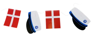 Guirlande med 7 huer og flag 3 m - blå
