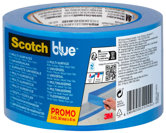 ScotchBlue™ Afdækningstape 36 mm x 41 meter 2-pak
