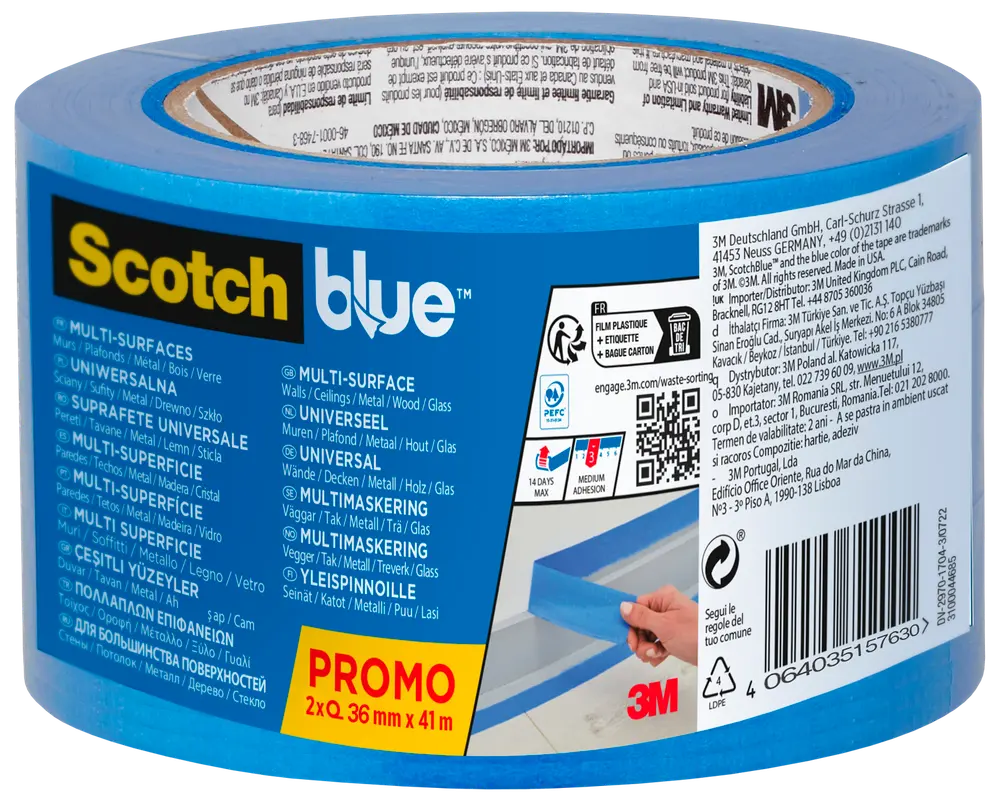 ScotchBlue™ Afdækningstape 36 mm x 41 meter 2-pak