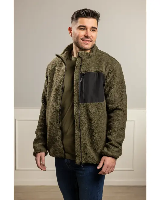 Teddyfleecjacka militärgrön L