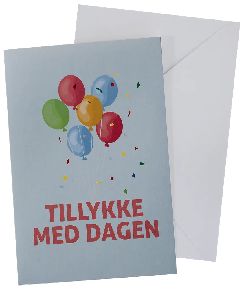 Kort med kuvert 11x17 cm - tillykke med dagen