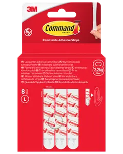 Command™ Avtagbara självhäftande strips, 8 st – vita L