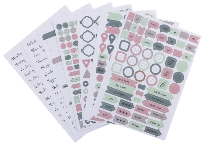 Kalenderklistermærker 8 ark A5