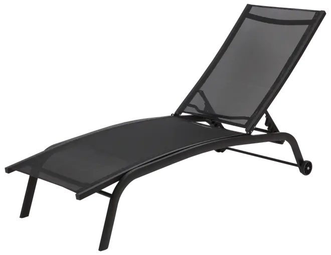 Solsäng i aluminium och tekstil med hjul