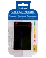 Magnetisk gasniveauindikator til gasflasker, viser niveau fra fuld til tom, genanvendelig, nem at bruge, farvekodet skala for præcis aflæsning.