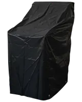 Svart vattentät möbelöverdrag till utomhusbruk, rektangulär form med passande hörn, tillverkad av slitstarkt material, skyddar stolar eller små bord mot regn, damm och sol.