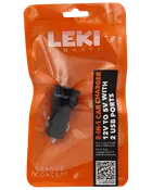 Sort 2-i-1 biloplader med to USB-porte, kompatibel med 12V til 5V. Pakket i en orange genlukspose mærket 'LEKI Denmark.'