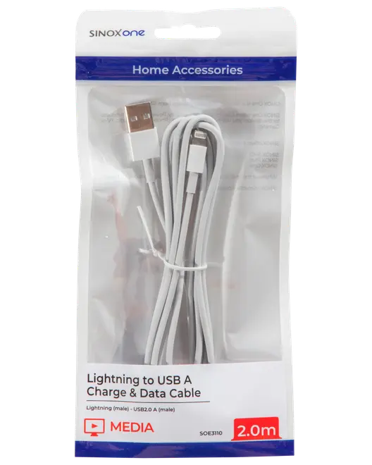 SINOX Lightningkabel 2 meter - hvid