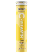 Gul tube med Balance C-vitamin brusetabletter, citronsmag, 20 tabletter, til 200 ml vand.