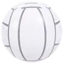 Hvid oppustelig strandbold med tynde sorte panelkonturer, glat og blank overflade, let og velegnet til pool eller strand. Ingen logoer eller ekstra farver synlige.
