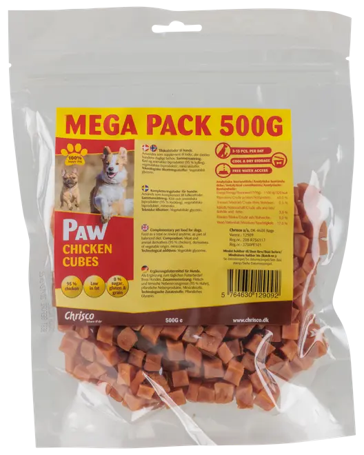 PAW Hundegodbid Chicken cubes 500 g